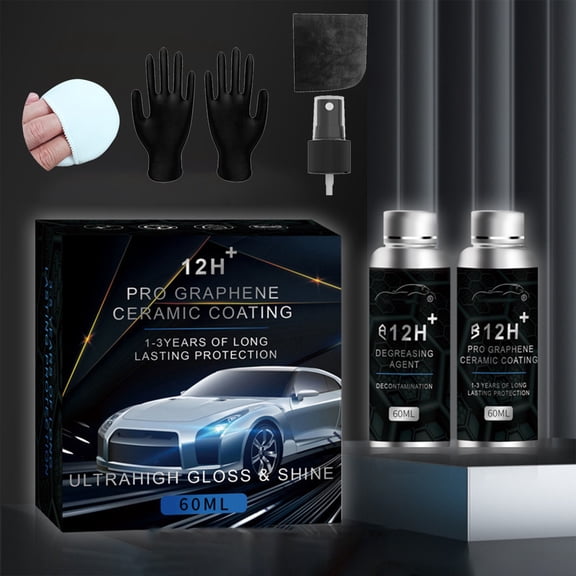 Hxlamzoo Pro Graphene Ceramic Coating and Degreasing Agent, Automotive Graphene Self Cleaning, Long-Lasting Protection 60ML