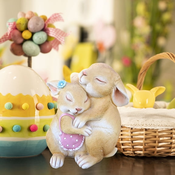 Hxlamzoo Rabbit Flowerpot Ornament for Small Plants Succulents Herbs with Drainage Hole and Saucer, Desktop Planter for Home Office Decor Indoor Gardening Gift