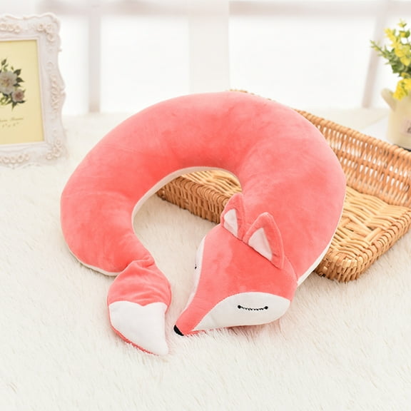 Hxlamzoo Red Animals Shape Cute Fox U-shaped Pillow Skin-Friendly Soft Cervical Support for Home Office Travel Neck Rest Companion Gift for Friends