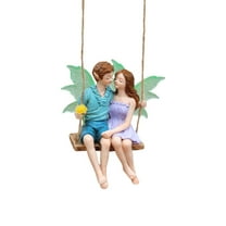 Hxlamzoo Romantic Couples Hanging Swing Chair with Noctilucent Flowers - Resin Outdoor Decor for Garden, Balcony, Patio - Eco-Friendly & Weather-Resistant Relaxing Bench Backyard Lawn Decor Gift