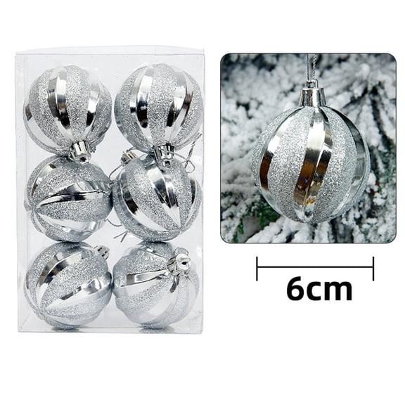 Hxlamzoo Shatterproof Christmas Ball Ornaments Glittering Hanging Decor Metallic Painted Plastic 60mm 6-Pack
