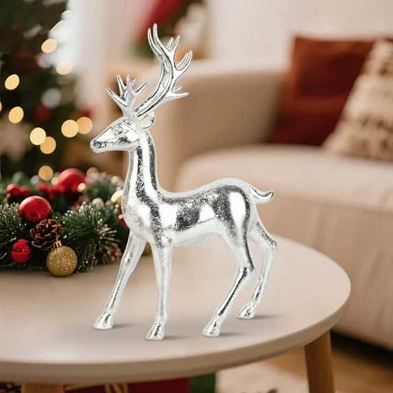 Hxlamzoo 1PC Reindeer Sculptures, Christmas Couples Reindeer Figurines, Decorative Deer Statues Ornament, for Home and Office Desk, Wonderful Gifts