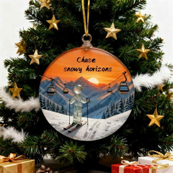 Hxlamzoo Ski Christmas Ornament Unique Design Durable Material Hanging Decoration for Christmas Tree Home Holiday Party Gift Supplies for Skiing Enthusiasts