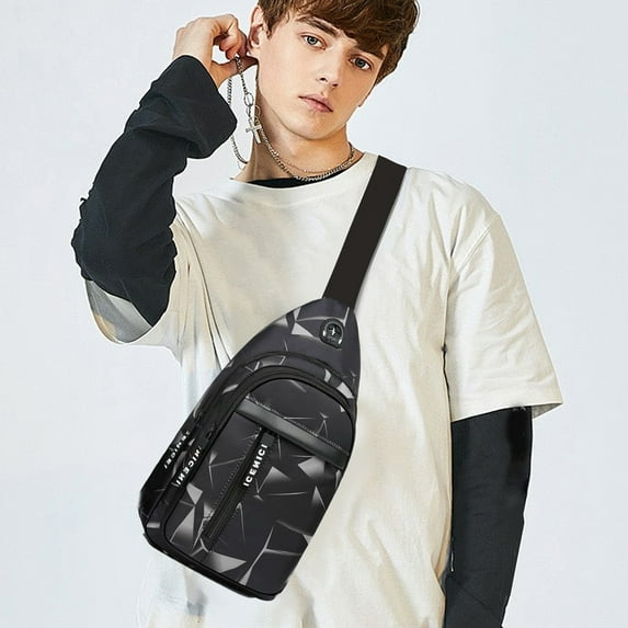 Hxlamzoo Sling Bag Men Backpack Unisex One Shoulder Bag Hiking Travel Backpack Crossbody with USB Port Versatile Casual Daypack School Supplies