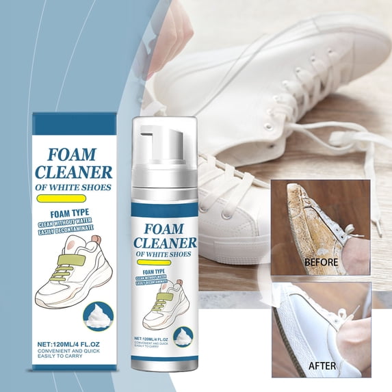 Hxlamzoo Small White Shoe Cleaner Foam Type Water-Free Dry Cleaner Stain and Yellowing Remover for Canvas Leather Fabric Footwear Care