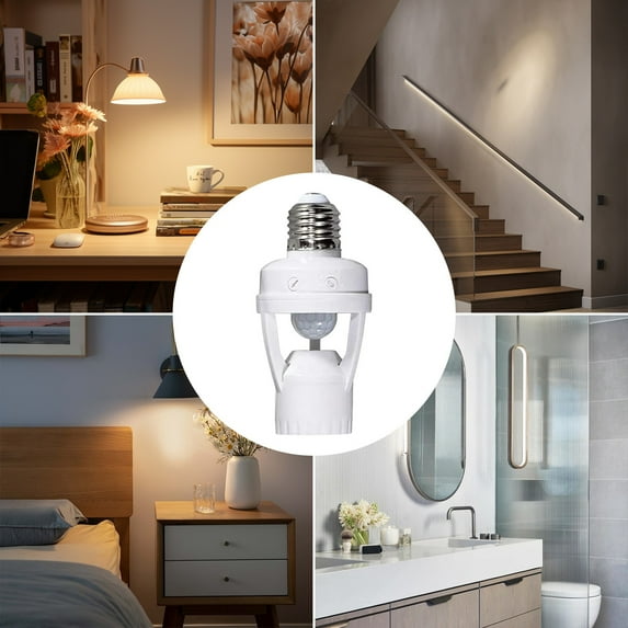Hxlamzoo Smart Motion Sensor Light Socket E27 - Automatic On/Off, Adjustable Timer & Sensitivity for Indoor/Outdoor Use, Easy Install, Energy Saving