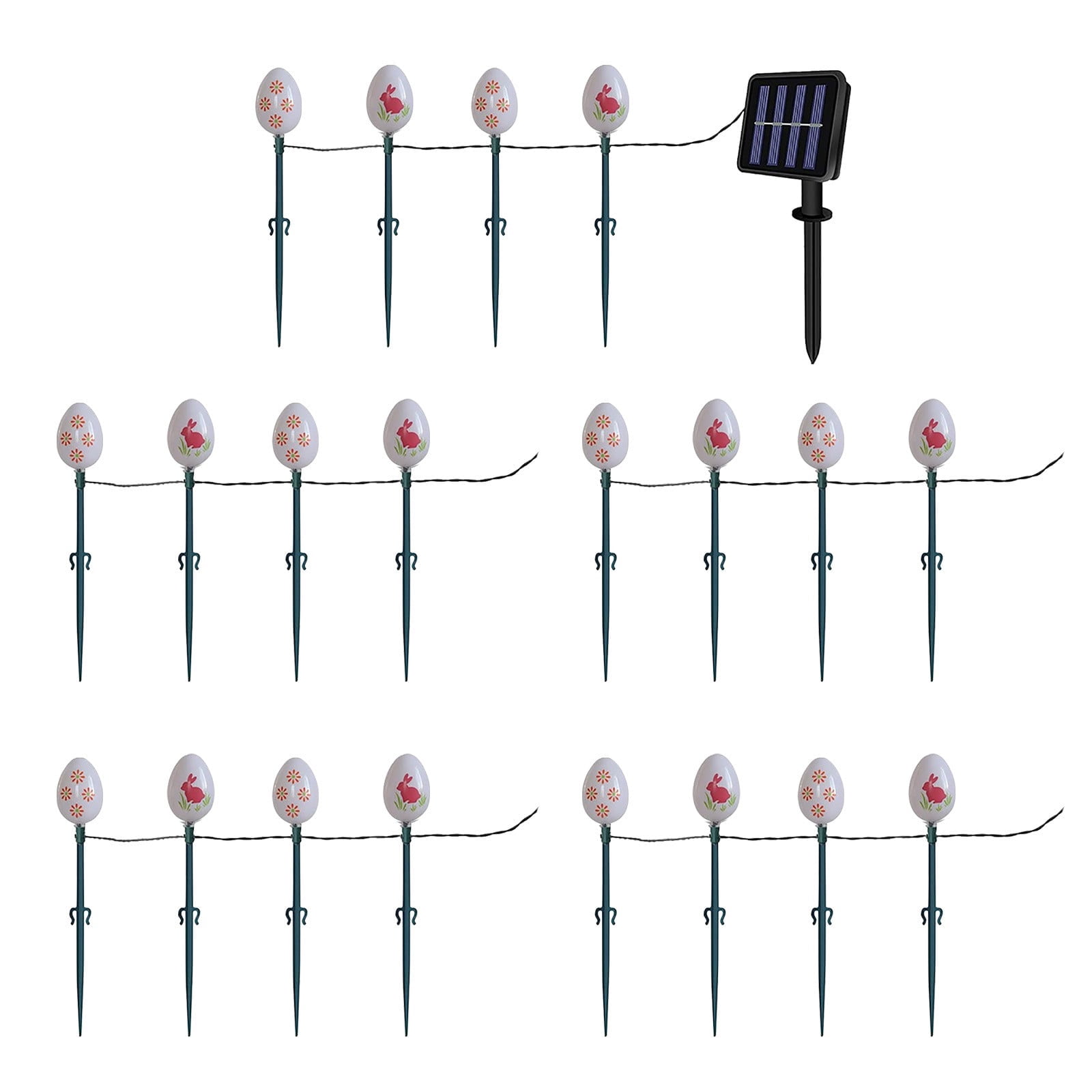 Hxlamzoo Solar Easter Egg Stake Lights with 20 LEDs & 8 Modes - Waterproof IP55 Outdoor Decorative String Lights for Garden, Yard - Auto On/Off Solar Powered LED Egg Light