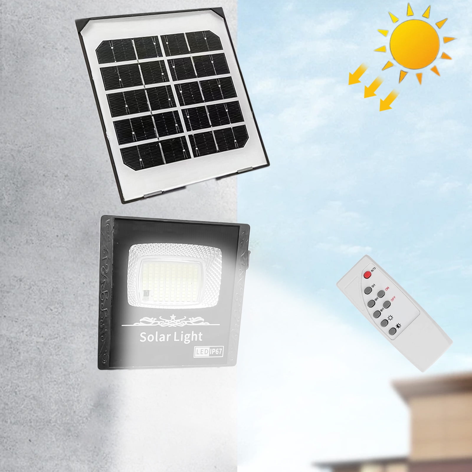 Hxlamzoo Solar Outdoor Lights, Day Night Sensor, 18 Conversion Rate, IP65 Waterproof, Last 10