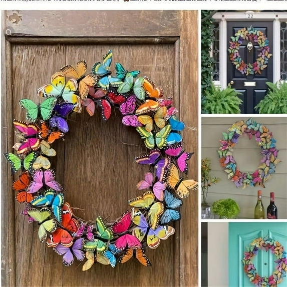 Hxlamzoo Spring and Summer Wreath - Summer Door Wreaths for Front Door, Spring Door Wreath Simulated Garland Spring Decoration Hotel Restaurant
