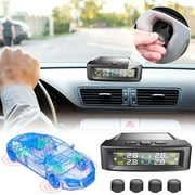 Hxlamzoo Tire Pressure Monitoring System, TPMS Wireless Solar Monitor with 4 Sensors 4 Alarm Modes LCD Display Auto Sleep Mode for Car RV Trailer Truck 4 Sensors