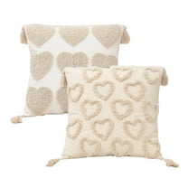 Hxlamzoo Valentine's Day Pillow Covers 18 x 18 Set of 2, Cozy Heart Embroidered Soft Plush, Valentines Day Decorative Pillow Covers for Sofa Couch Bedroom Living Room (No Inserts Included)