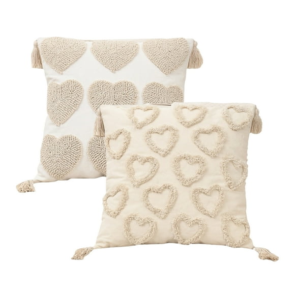 Hxlamzoo Valentine's Day Pillow Covers 18 x 18 Set of 2, Cozy Heart Embroidered Soft Plush, Valentines Day Decorative Pillow Covers for Sofa Couch Bedroom Living Room (No Inserts Included)