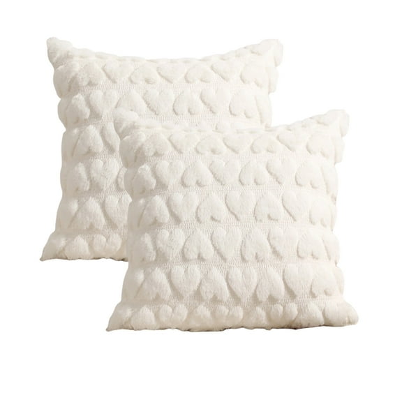 Hxlamzoo Valentines Day Pillow Covers 18 ×18 Set of 2 Valentines Day Decoration Heart Embroidered Soft Plush Faux Fur Jacquard Throw Pillows Covers Decorative Pillow Covers for Couch, Bed