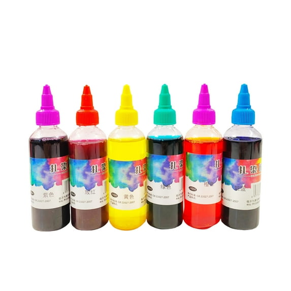 Hxlamzoo Vibrant Non-Toxic Tie-Dye Pigment Kit for Kids - 6 Color Fabric Dye Set with 600ml Safe Washable Colors for Kindergarten Crafts & DIY Projects