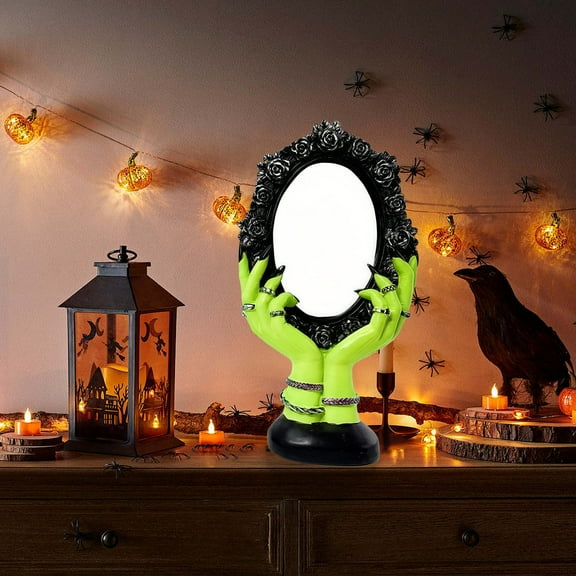 Hxlamzoo Vintage Gothic Resin Ghost Mirror - Halloween Party Decor 2025, Spooky Haunted House & Kids Safe Accessories with Distorted Reflection