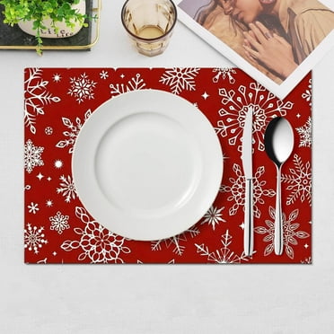 Hxlamzoo Waterclor Delicate Christmas Trees Placemats Set of 4, 12x18 Inch Winter Table Mats for Outdoor Home Party Kitchen Dining Decor