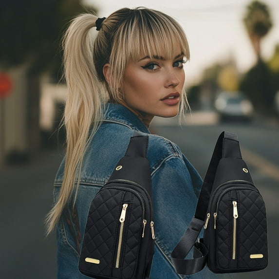 Hxlamzoo Waterproof Lightweight Chest Sling Bag for Women, Large Capacity Cloth Crossbody Front Pack with Multi-Color Options