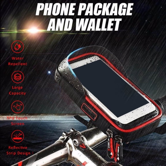 Hxlamzoo Waterproof MTB Bike Handlebar Bag with Touchscreen Window & 360° Rotation - Nylon Phone Pouch for Cycling Essentials