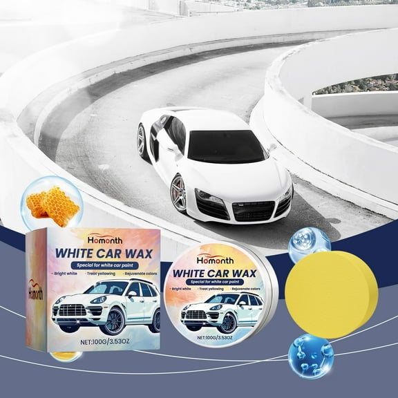 Hxlamzoo White Car Wax, Bright White, Treat Yellow, Rejuvenate Colors, Special for White Car Paint 100g/3.53OZ