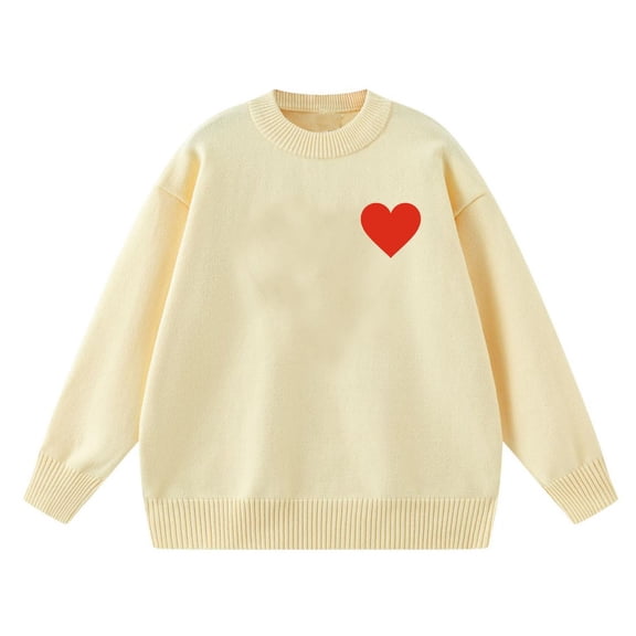 Hxlamzoo Women's Long Sleeve Sweater Casual Print Pattern Basic Comfort Knit Top