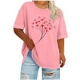 thumbnail image 1 of Hxlamzoo Women's Plus Size T-shirt Valentine's Day Heart Print Round Neck Short Sleeve Tops Spring Summer XL-5XL, 1 of 4