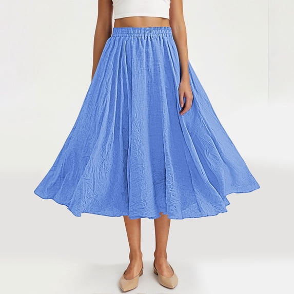 Hxlamzoo Women's Skirt - Elastic Waist Solid Color Summer Skirt - Minimalist and Comfortable