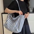thumbnail image 1 of Hxlamzoo Women's Stylish Canvas Tote Bag - Large Capacity Striped Shoulder Bag for Casual Outings, Commute & Travel | Lightweight, Durable & Spacious Design, 1 of 5