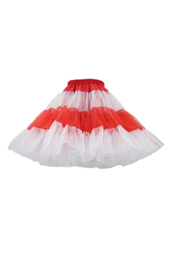 Women's Tutu Dress - Color-Blocking Mesh Ballet Tutu for Dance Performance - Puffy Ball Gown with Multi-Layer Sheer Design