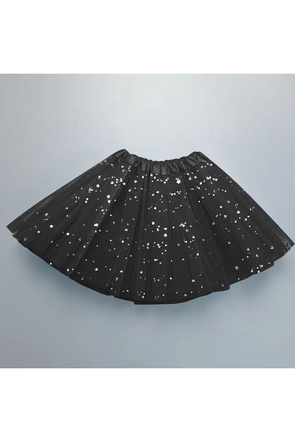 Women's Tutu Skirt | Star Sequin Mesh Ballet Skirt for Dance Performance | Elegant Puff Party Dress with Sparkly Details