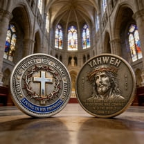 Hxlamzoo Yahweh High Commemorative Coin with Detailed Christ Depiction and Scripture Inscription for Religious Collectibles and Inspirational Gifts