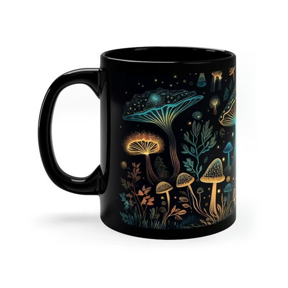 Hxlazmoo Bioluminescent Fungi Mug - Cute Ceramic Coffee Cup with Glowing Mushroom Design, Durable Gift for Plant Lovers