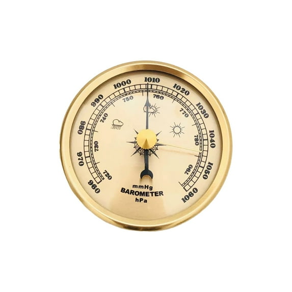 Hxlazmoo High Precision 70mm Gold Pointer Barometer with Adjustable Calibration for Home, Ship, and Lab Use – Built-in Temperature & Humidity Gauge