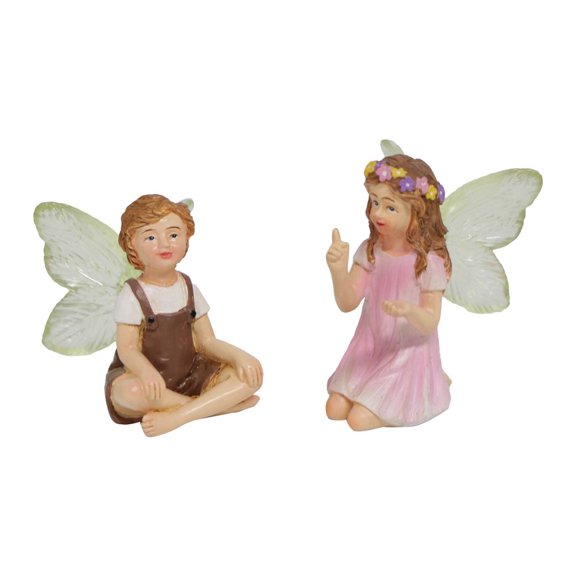 Hxlazmoo Pair of Flower Fairy Resin Ornaments for Plant Pots – Cute Garden & Home Decor Plug-in Figurines, 10x8x6.5cm