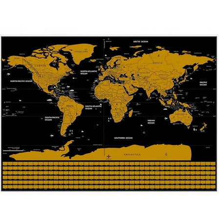Hxlazmoo Scratch Off World Map Poster - Real Gold Scratchable Travel Map for Tracking Adventures, Perfect Gift with 17x12 Inch Framed Wall Art