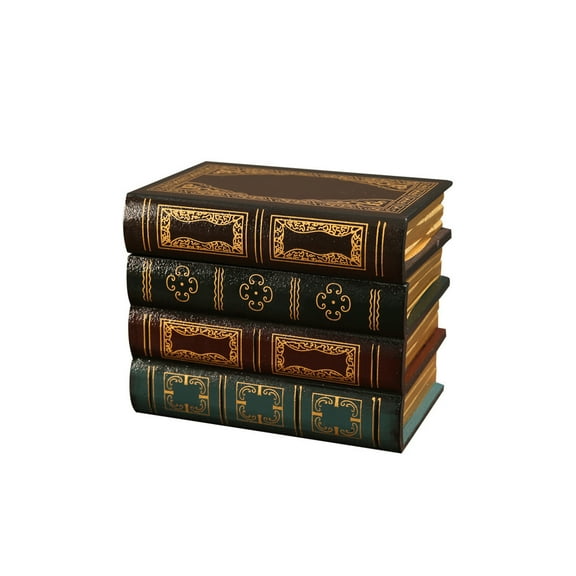 Hxlazmoo Vintage Wooden Book Organizer & Decor - Multicolor Retro Book Shelf Model for Home/Office, Multipurpose Storage Box with Easy Assembly (16x13.5x11cm, 500g)