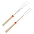 thumbnail image 1 of Hxoliqit,2 Pack Roasting Sticks Set Extendable 32in Long Metal Barbecue Skewers With Wooden Handle For Hot Dogs Camping BBQ Grill,Orange, 1 of 2