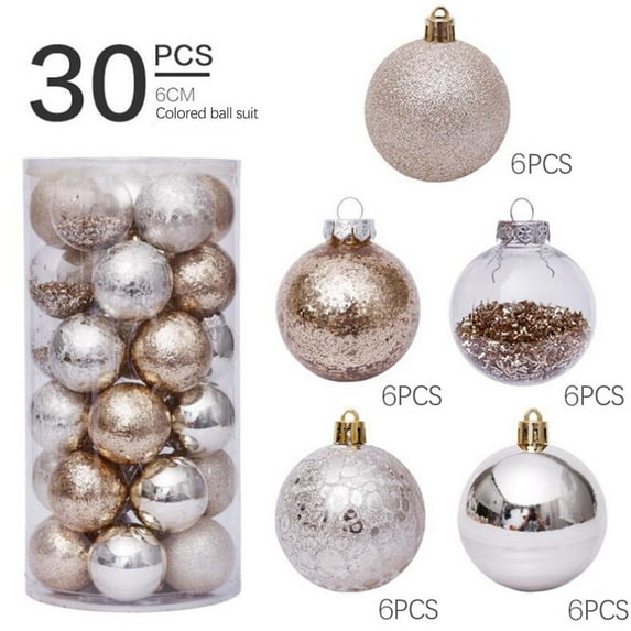 Hxoliqit 30 Pack Christmas Ornaments Shatterproof Holiday Festive Wedding Hanging Ornaments Christmas Tree Decoration (6cm/2.36in)