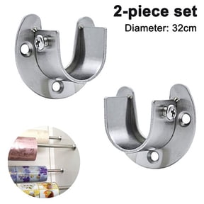 Hxoliqit 32mm Silver U-Shaped Flange Curtain Rod Holders (2 Count)