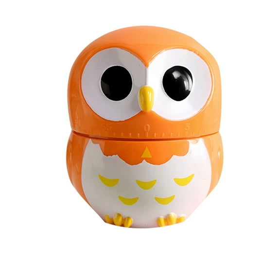 Hxoliqit 55 Minutes Kitchen Timer Alarm Mechanical Owl Shaped Timer Clock Counting Tools(Orange) Kitchen Timer Egg Timer