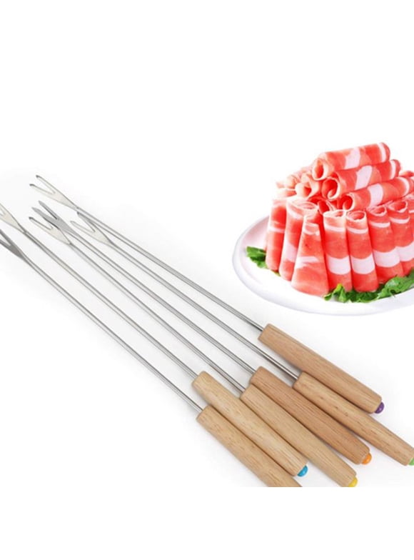 Hxoliqit 6 Packs Roasting Sticks With Wooden Handle Extendable Forks Barbecue Fork Telescoping Smores Skewers For Firepit And Sausage BBQ Barbecue set Kitchen Utensils Kitchen Gadgets kitchenware