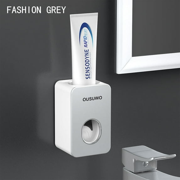 Hxoliqit Bathroom Accessories with Automatic Toothpaste Dispenser, Gray