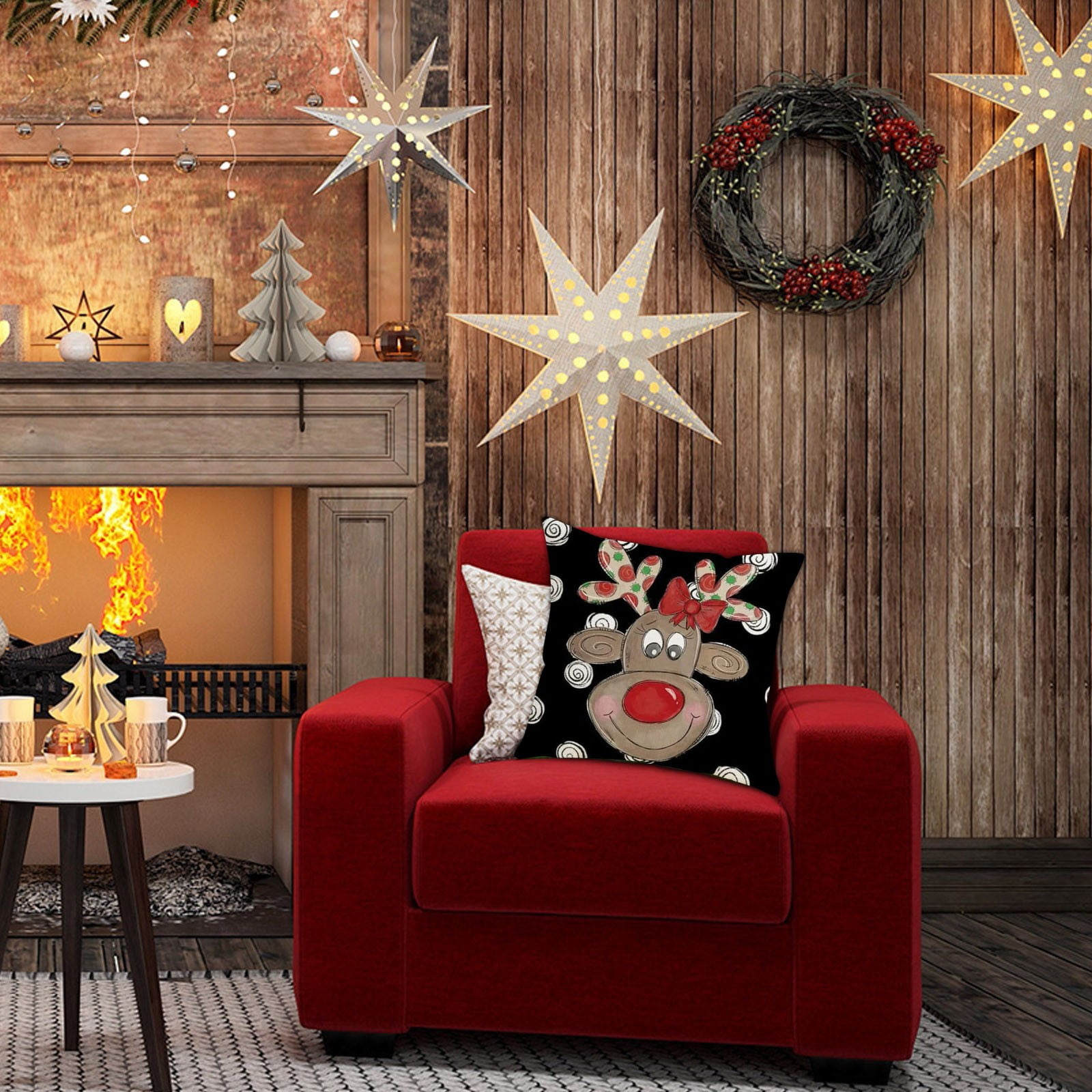 Hxoliqit Christmas Pillowcase Living Room Sofa Bedroom Decoration