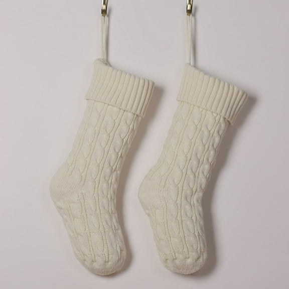 Christmas Christmas Stockings For Decorations Socks Gift Bag Children's Candy Indoor Family Holiday Xmas Party Decor Cotton Blend White