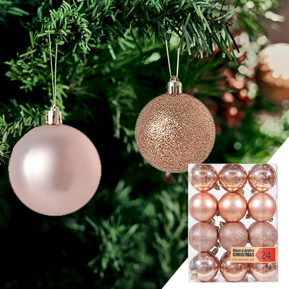 Hxoliqit Christmas Tree Ornaments Ornaments Ball 24PC Christmas Decorations Christmas Balls Tree Home Decor Christmas Supplies Hang Pendants Christmas Decoration(Gold) for Christmas Party