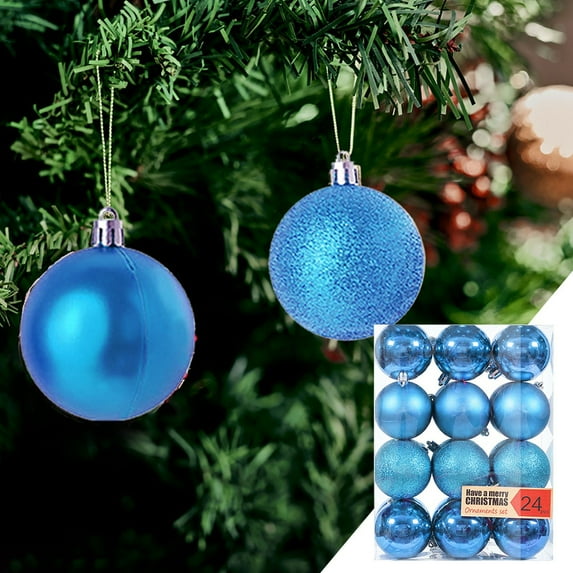 Hxoliqit Christmas Tree Ornaments Ornaments Ball 24PC Christmas Decorations Christmas Balls Tree Home Decor Christmas Supplies Hang Pendants Christmas Decoration(Blue) for Christmas Party