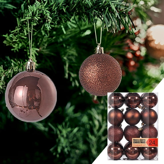 Hxoliqit Christmas Tree Ornaments Ornaments Ball 24PC Christmas Decorations Christmas Balls Tree Home Decor Christmas Supplies Hang Pendants Christmas Decoration(Brown) for Christmas Party