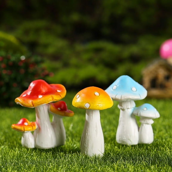 Hxoliqit Colorful Mini Mushroom 5” Tabletop Home Garden Resin Figurine & Knick-Knack