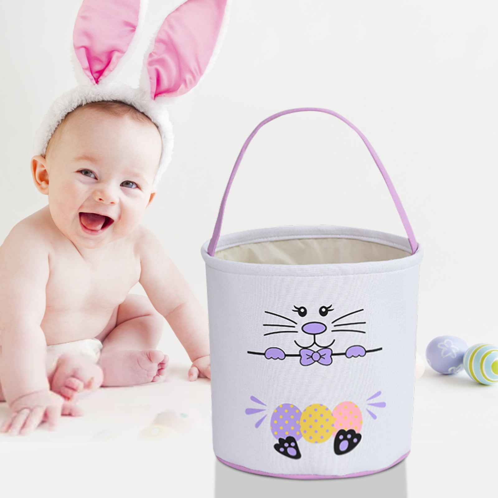 Hxoliqit Cute Animal Basket Holiday Rabbit Bunny Printed Canvas Gift ...