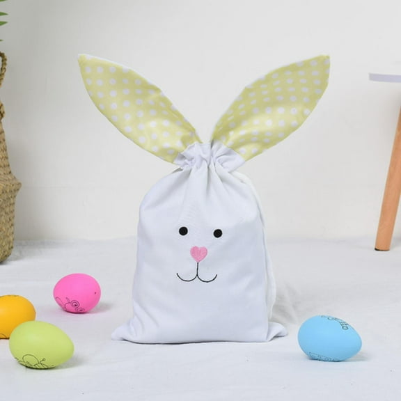 Hxoliqit Easter Drawstring Bag Cute Rabbit Gift For Easter Use For Decor,Easter Bunny Drawstring Bags Large Easter Burlap Bags With Rabbit Ears Bags Bunny Gift Candy Storage For Kids Easter Party