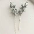 thumbnail image 1 of Hxoliqit Fake Flower Bouquet Christmas Decorations 43cm 12 Prong Berry Bunches Gold Christmas Tree Wreath Silver, 1 of 6